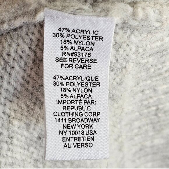 For The Republic Light Grey Turtle Neck Alpaca Blend Sweater Sz M - Picture 7 of 8